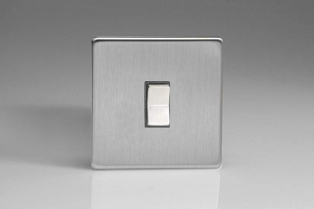 Varilight 1-Gang 10A 2-Way & Off Retractive Brushed Steel Screwless Switch
