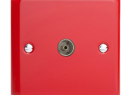 Varilight 1-Gang TV Plug Socket, Co-Axial Pillar Box Red XY8.PR