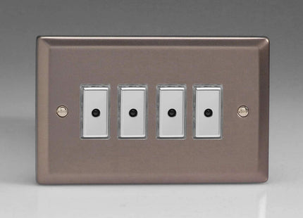 Varilight 4-Gang 1-Way Remote/Tactile Touch Control Master LED Dimmer 4 x 0-100W (Max 10 LEDs) Pewter JRE104