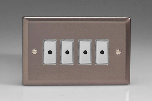 Varilight 4-Gang 1-Way Remote/Tactile Touch Control Master LED Dimmer 4 x 0-100W (Max 10 LEDs) Pewter JRE104
