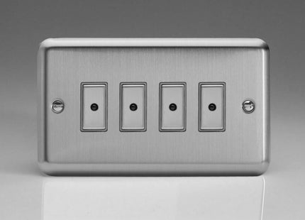 Varilight 4-Gang 1-Way Remote/Tactile Touch Control Master LED Dimmer Light Switch 4 x 0-100W (Max 10 LEDs) Matt Chrome JSE104