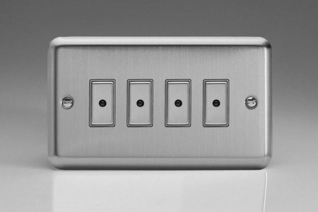 Varilight 4-Gang 1-Way Remote/Tactile Touch Control Master LED Dimmer Light Switch 4 x 0-100W (Max 10 LEDs) Matt Chrome JSE104