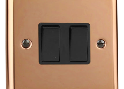 Varilight XY77B.CU Intermediate Switch 10 Amp 2-Gang Polished Copper (Black Inserts)