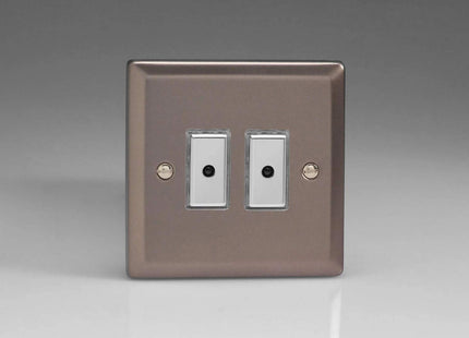 Varilight 2-Gang 1-Way Remote/Tactile Touch Control Master LED Dimmer 2 x 0-100W (Max 10 LEDs) Pewter JRE102