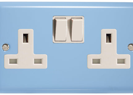 Varilight 2-Gang 13A Double Pole Switched Socket, Duck Egg Blue, 88x148x31mm