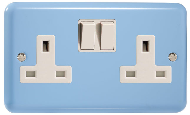 Varilight 2-Gang 13A Double Pole Switched Socket, Duck Egg Blue, 88x148x31mm