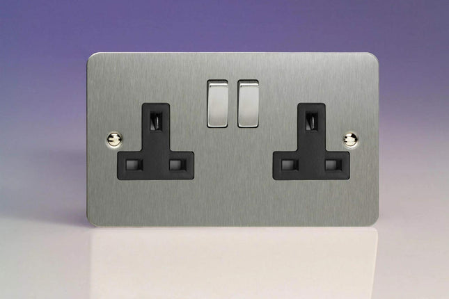 Varilight 2-Gang 13A Double Pole Switched Socket with Metal Rockers