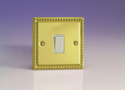 Varilight XG1W Rocker Switches White 1-Gang Georgian Brass