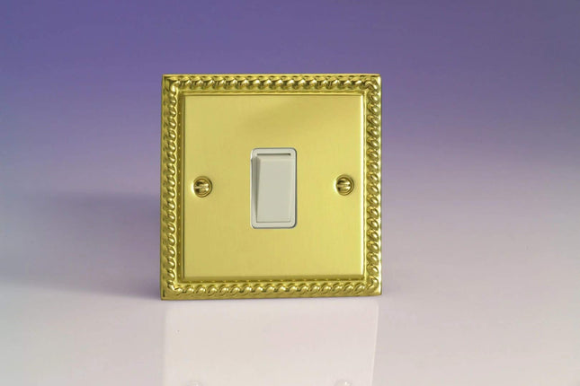 Varilight XG1W Rocker Switches White 1-Gang Georgian Brass