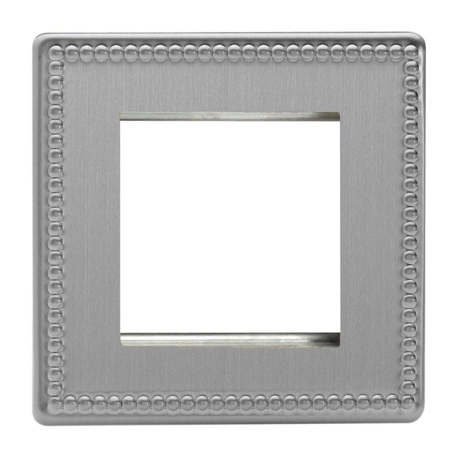 Varilight Single Size Data Grid Face Plate For 2 Data Modules, Dimension Screwless Jubilee Brushed Steel XDYG2S.JS
