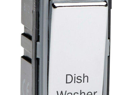 Varilight Engraved 20A 1-Way Double Pole Switch 'Dishwasher' PowerGrid Chrome G201DC.DW