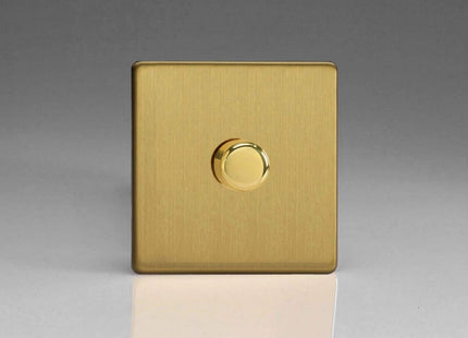 Varilight V-Pro Screwless Brushed Brass 1-Gang LED Trailing Edge Dimmer Switch 1 or 2 Way