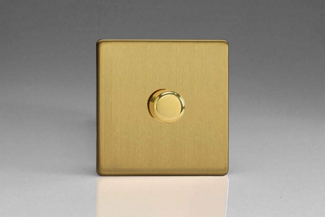 Varilight V-Pro Screwless Brushed Brass 1-Gang LED Trailing Edge Dimmer Switch 1 or 2 Way