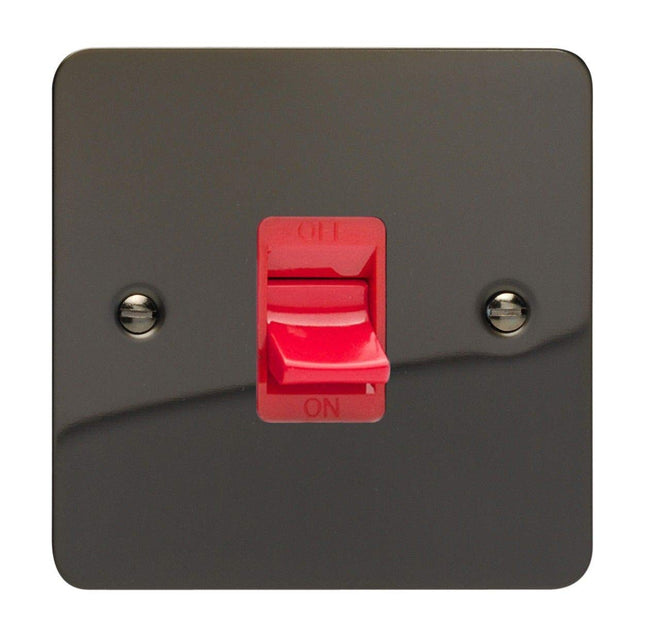 Varilight Ultra Flat Plate Iridium Black 45A Cooker Switch XFi45S