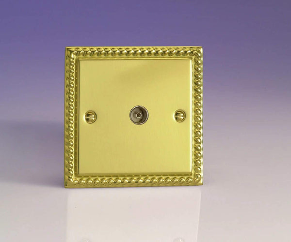 Varilight Classic Georgian Brass 1-Gang TV Socket, Co-Axial 1-Gang TV Socket, Co-Axial