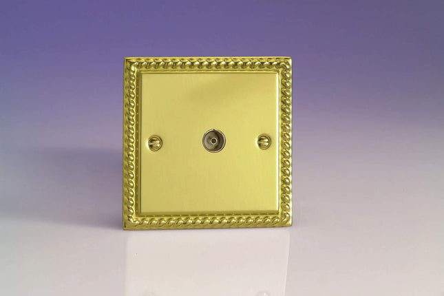 Varilight Classic Georgian Brass 1-Gang TV Socket, Co-Axial 1-Gang TV Socket, Co-Axial