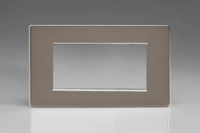 Varilight Data Grid Face Plate For 3 or 4 Data Module Width Dimension Screwless Pewter XDRG4S