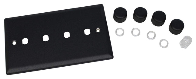 Varilight WYD4.MB Urban Matt Black 4 Gang Dimmer Plate Only + Dimmer Knobs