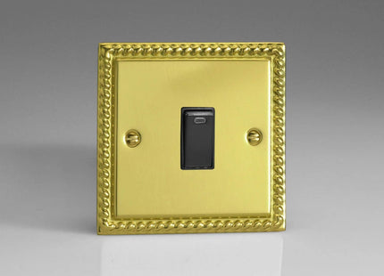 Varilight 1-Gang 20A Double Pole Rocker Light Switch + Neon Indicator Light Georgian Brass XG20NB