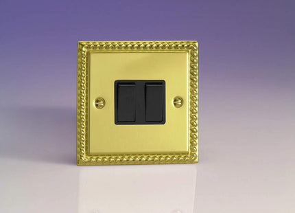 Varilight 2-Gang (10A Intermediate Switch + 10A 1- or 2-Way Rocker Light Switch) Georgian Brass XG71B