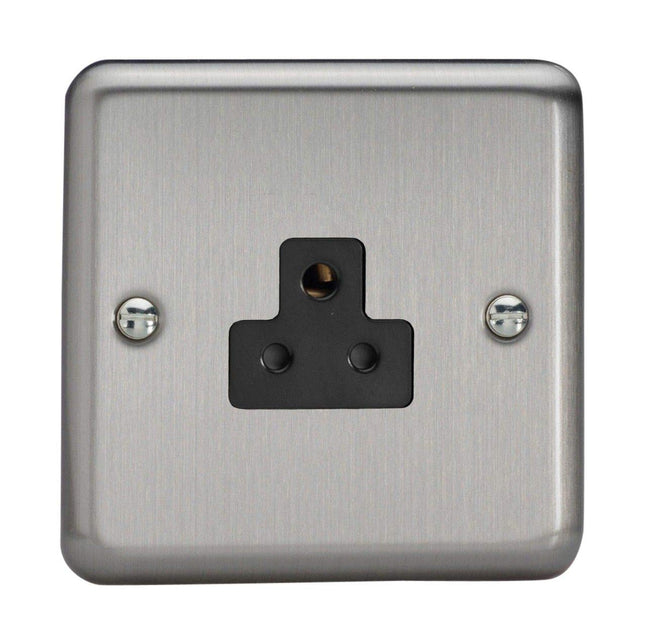 Varilight 1-Gang 2A Round Pin Plug Socket Matt Chrome XSRP2AB