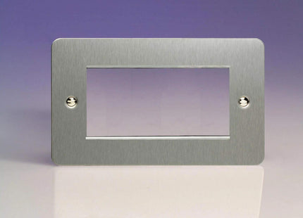 Varilight Data Grid Face Plate For 3 or 4 Data Module Widths Ultra Flat Matt Chrome XFSG4
