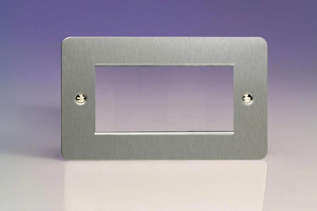 Varilight Data Grid Face Plate For 3 or 4 Data Module Widths Ultra Flat Matt Chrome XFSG4