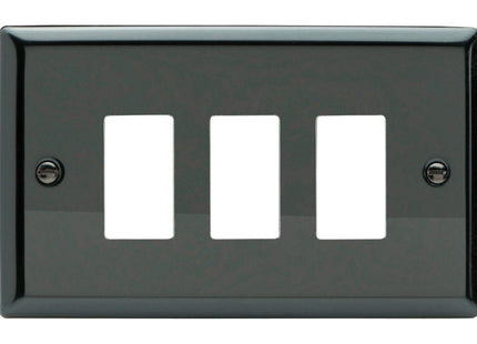Varilight XIPGY3 Classic Iridium Black 3 Gang PowerGrid Plate (Twin Plate)