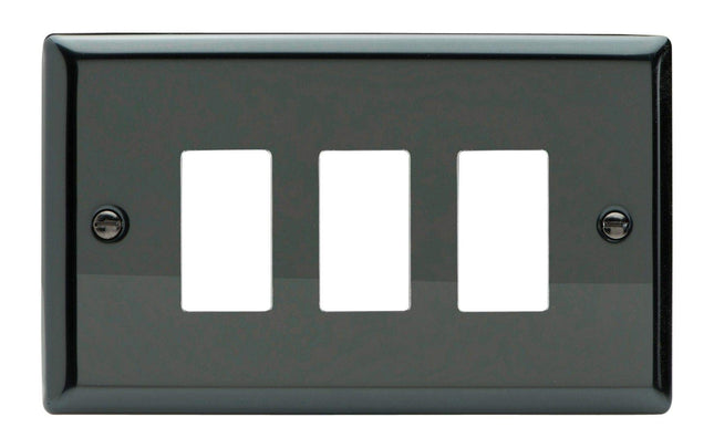 Varilight XIPGY3 Classic Iridium Black 3 Gang PowerGrid Plate (Twin Plate)