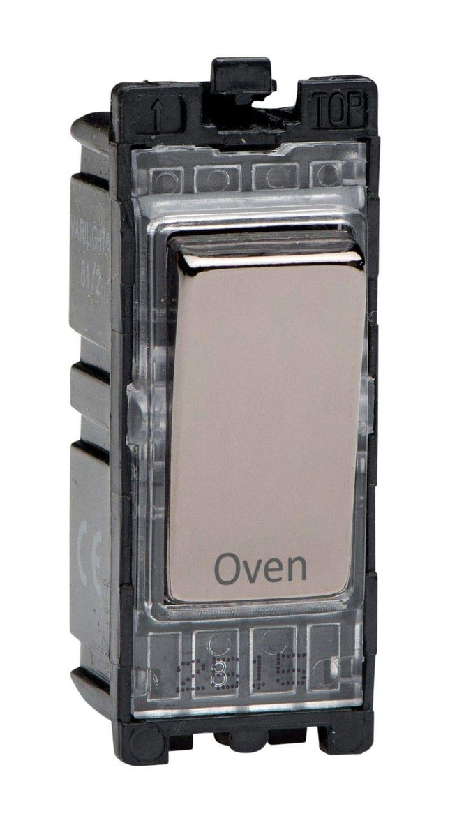 Varilight Iridium Black Powergrid Engraved 20 Amp 1-Way Double Pole Switch 'Oven'