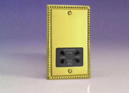 Varilight Dual Voltage Shaver Plug Socket 240V/115V 240V/115V Georgian Brass XGSSB
