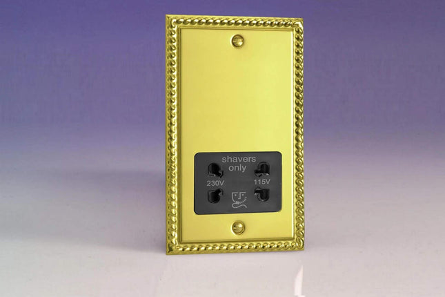 Varilight Dual Voltage Shaver Plug Socket 240V/115V 240V/115V Georgian Brass XGSSB
