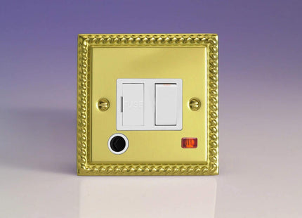 Varilight 13A Switched Fused Spur + Neon + Flex Outlet Georgian Brass XG6FONW