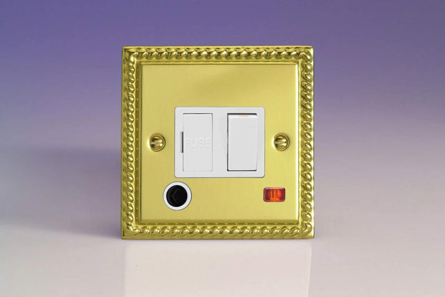 Varilight 13A Switched Fused Spur + Neon + Flex Outlet Georgian Brass XG6FONW