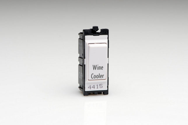 Varilight White Powergrid Engraved Module 20 Amp 1-Way Double Pole Switch 'Wine Cooler'