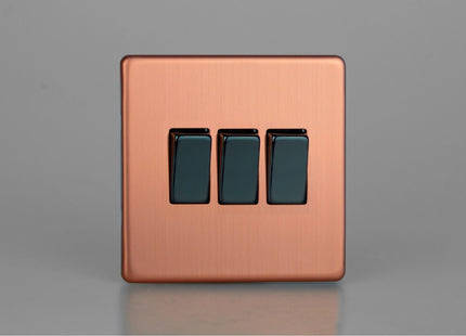Varilight 3-Gang 10A 1- Or 2-Way Rocker Switch