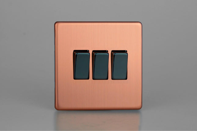 Varilight 3-Gang 10A 1- Or 2-Way Rocker Switch