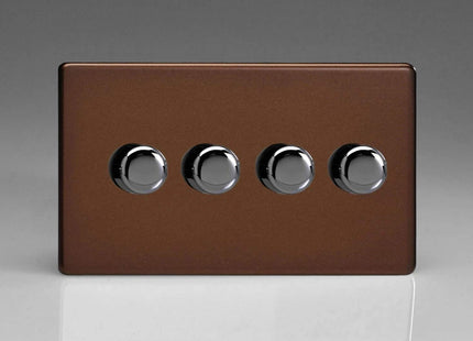 Varilight V-Pro Screwless Mocha 4 Gang LED Trailing Edge Dimmer Switch 1 or 2 Way