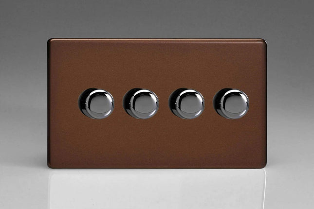 Varilight V-Pro Screwless Mocha 4 Gang LED Trailing Edge Dimmer Switch 1 or 2 Way