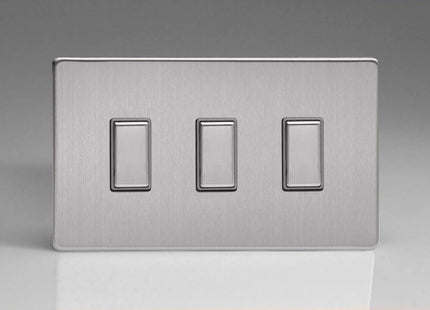 Varilight JDSES003S Dimmer Switch 3 Gang Brushed Steel