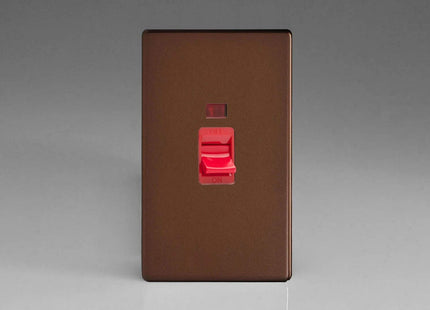 Varilight XDM45NS Screwless Mocha 45A DP Cooker Switch Vertical Twin Plate + Neon