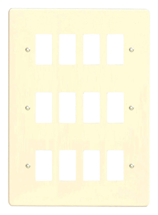 Varilight 12-Gang Grid Plate (Triple Twin Plate) White Chocolate XDWPG12-P