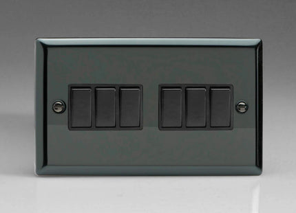 Varilight 6-Gang 10A 1- or 2-Way Rocker Light Switch (Twin Plate) Iridium XI96B