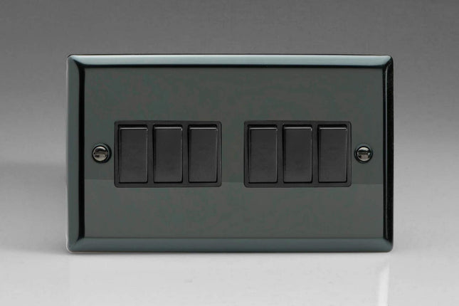 Varilight 6-Gang 10A 1- or 2-Way Rocker Light Switch (Twin Plate) Iridium XI96B