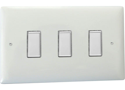Varilight JOT103C Value Polar White 3 Gang V-Pro Multi-Way Touch Master LED Dimmer 0-100W