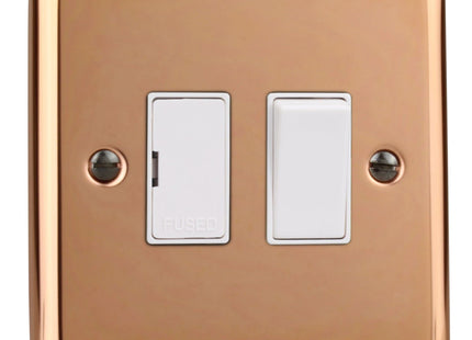 Varilight Classic Polished Copper 13 Amp Switched Fused Spur with White Inserts