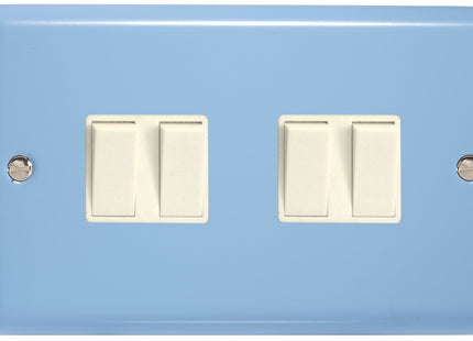 Varilight 4 Gang (Quad), 1or 2 Way 10 Amp Switch, Classic Lily Duck Egg Blue XY9W.DB