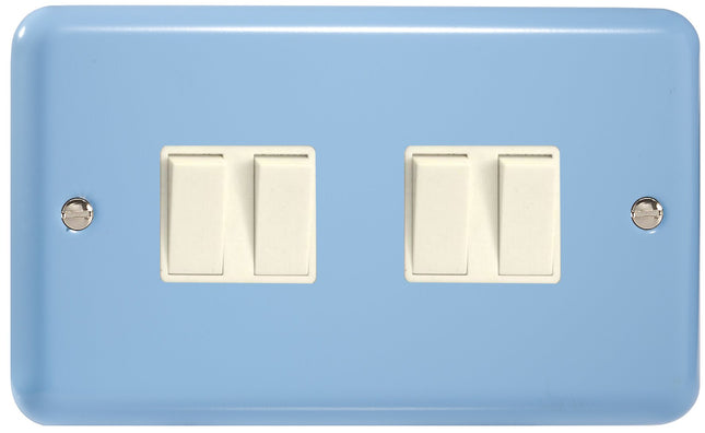 Varilight 4 Gang (Quad), 1or 2 Way 10 Amp Switch, Classic Lily Duck Egg Blue XY9W.DB