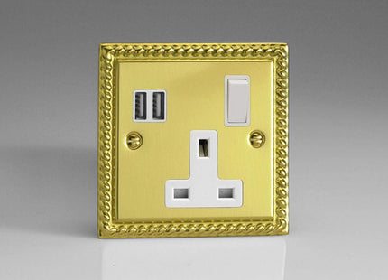 Varilight 1-Gang 13A Switched Socket + 2 5V DC 3400mA USB Charging Port