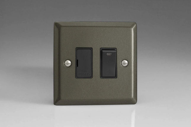 Varilight 13 Amp Switched with Neon Fused Spur Classic Graphite Finished Plate XP6NB